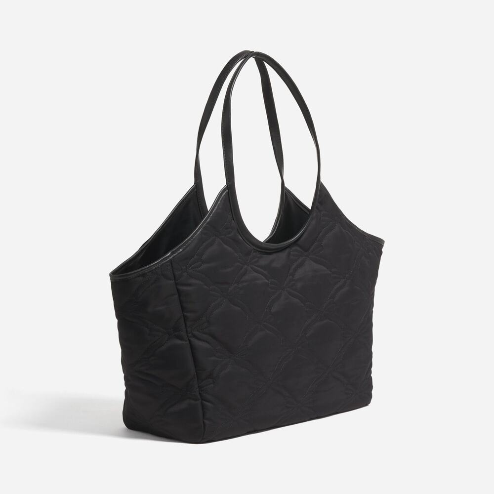 Stoney Clover Lane Quilted Scoop Tote Black Nylon Shoulder Bag